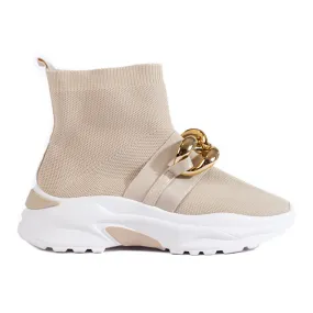 Baskets pour femmes Shelovet avec une chaussette beige