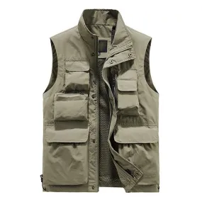 Gilet d'extérieur multi-poches à séchage rapide vintage