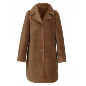 Manteau reversible 100 % laine cognac